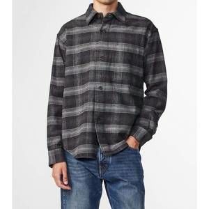 NEW NN07 adwin long sleeve shirt in dark grey check